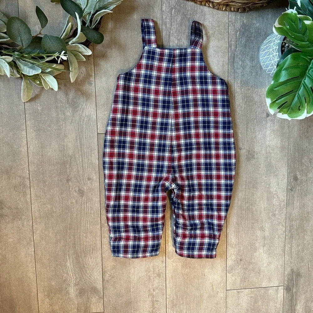 Vintage Children’s Place Baby Boy Flannel Fleece Lined Overalls